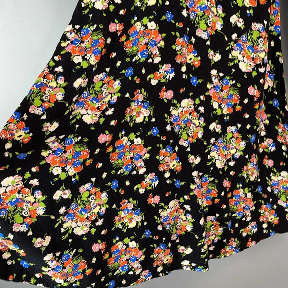 BODEN Wild Cluster Floral Print Crew Neck Fit and Flare Dress Black Swiss Dot 4 - Picture 7 of 14